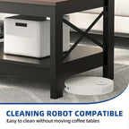 Table basse de style ferme avec rangement, table centrale à 2 niveaux pour le salon