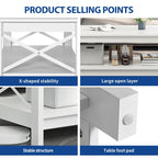 Table basse de style ferme avec rangement, table centrale à 2 niveaux pour le salon