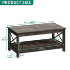 Table basse de style ferme avec rangement, table centrale à 2 niveaux pour le salon