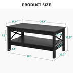 Table basse de style ferme avec rangement, table centrale à 2 niveaux pour le salon