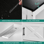 Meuble TV Farmhouse pouvant accueillir jusqu'à 65 téléviseurs avec portes et étagères ouvertes Console multimédia Prise de courant