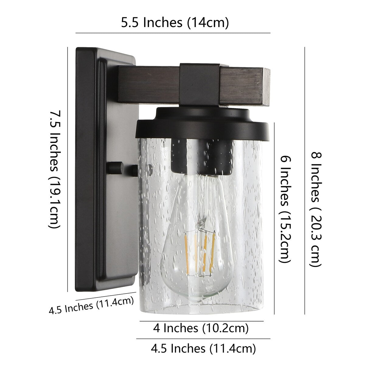 Applique murale à LED style rustique en fer et verre grainé, par JONATHAN Y