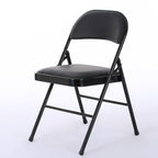 Chaises pliantes avec sièges rembourrés en cuir noir, lot de 4
