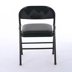 Chaises pliantes avec sièges rembourrés en cuir noir, lot de 4
