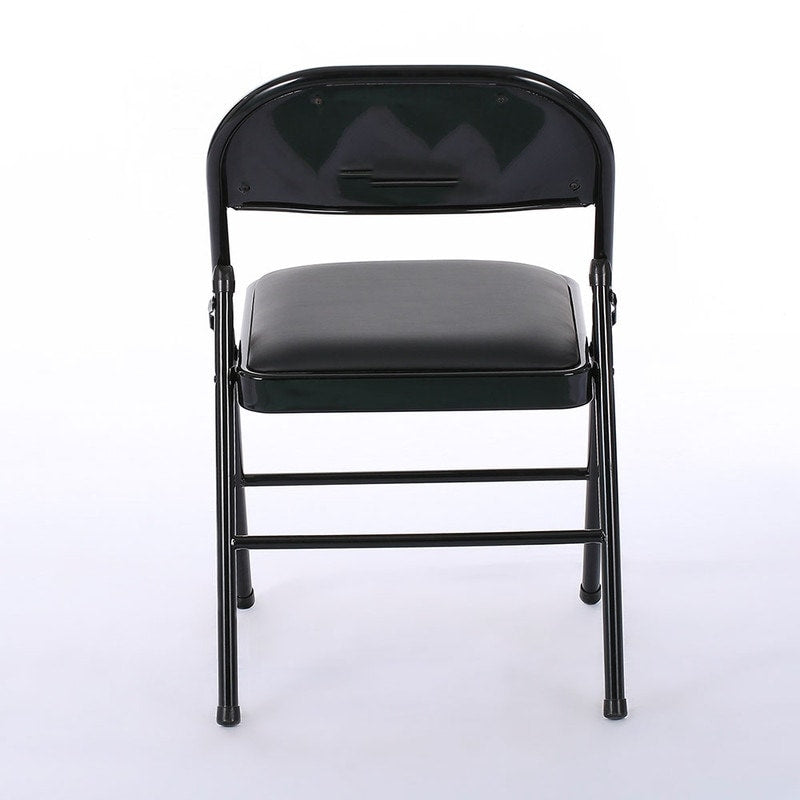 Chaises pliantes avec sièges rembourrés en cuir noir, lot de 4
