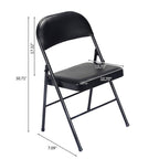 Chaises pliantes avec sièges rembourrés en cuir noir, lot de 4