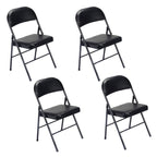 Chaises pliantes avec sièges rembourrés en cuir noir, lot de 4