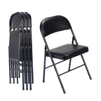 Chaises pliantes avec sièges rembourrés en cuir noir, lot de 4