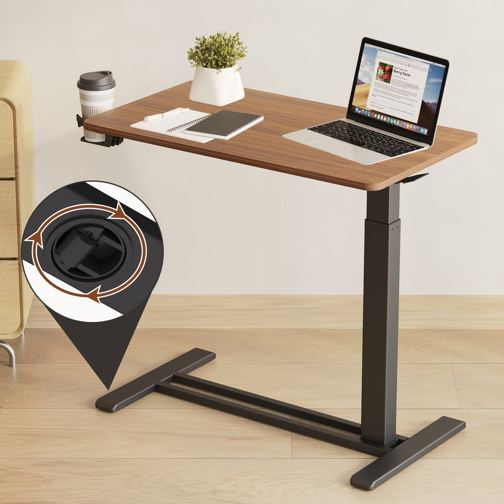 FunniHomi 28/32 Table de lit mobile à hauteur réglable avec roulettes, blanc/noir, pour ordinateur portable, pour lit et canapé