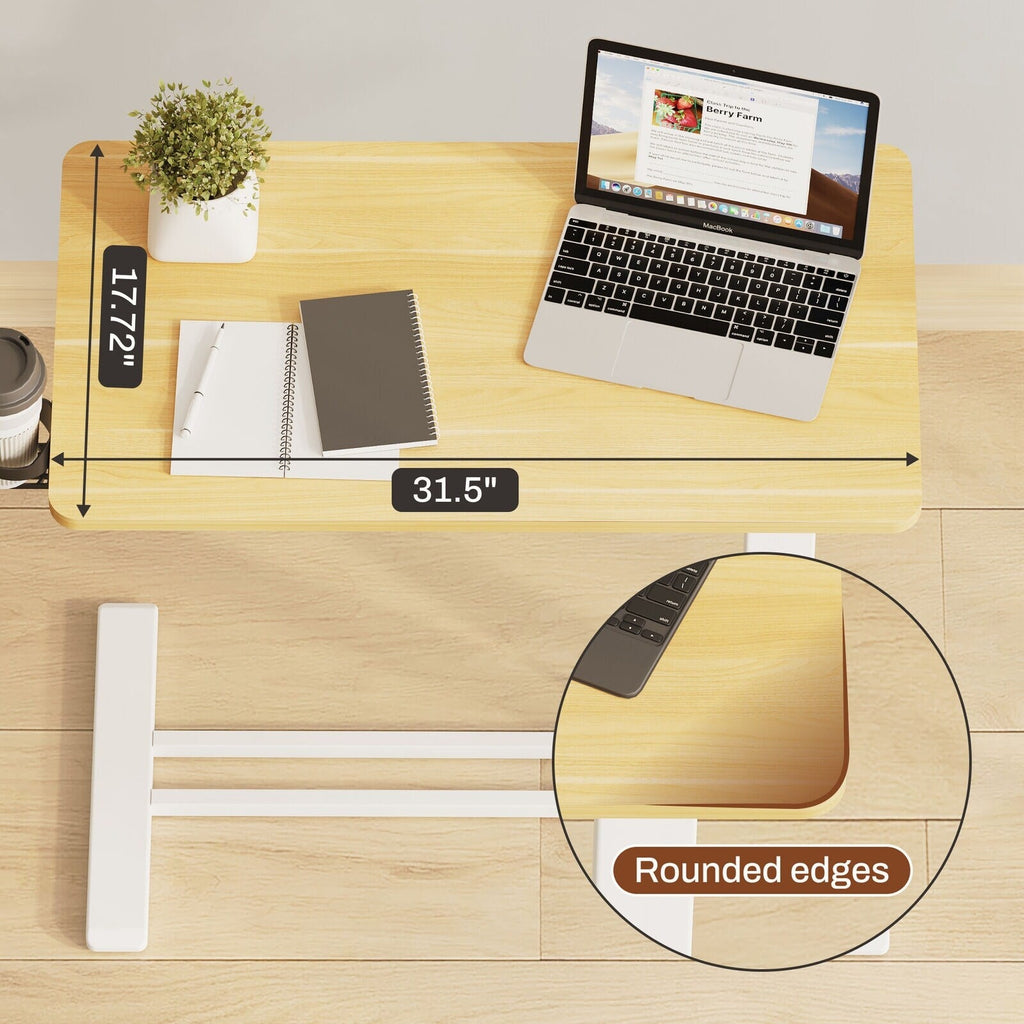 FunniHomi 28/32 Table de lit mobile à hauteur réglable avec roulettes, blanc/noir, pour ordinateur portable, pour lit et canapé