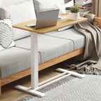 FunniHomi 28/32 Table de lit mobile à hauteur réglable avec roulettes, blanc/noir, pour ordinateur portable, pour lit et canapé