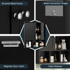 Meuble de salle de bain Futzca mural, meuble de rangement avec portes et étagères