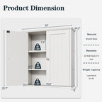 Meuble de salle de bain Futzca mural, meuble de rangement avec portes et étagères