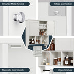 Meuble de salle de bain Futzca mural, meuble de rangement avec portes et étagères