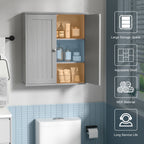 Meuble de salle de bain Futzca mural, meuble de rangement avec portes et étagères