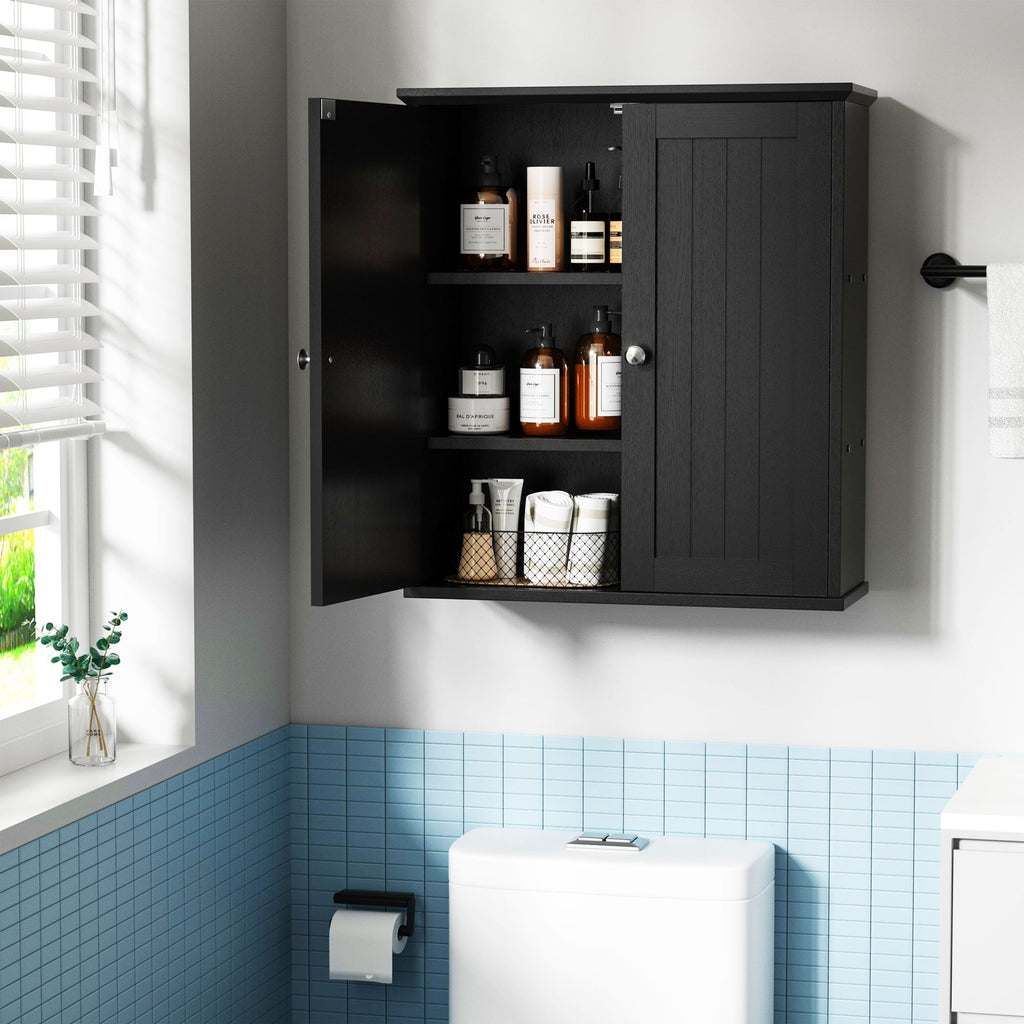 Meuble de salle de bain Futzca mural, meuble de rangement avec portes et étagères