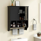 Meuble de salle de bain Futzca mural, meuble de rangement avec portes et étagères