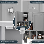 Meuble de salle de bain Futzca mural, meuble de rangement avec portes et étagères