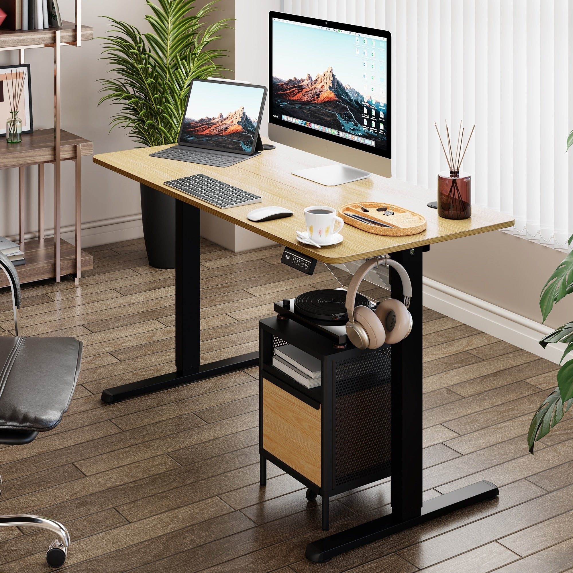 Bureau debout électrique réglable en hauteur Futzca, bureau assis-debout pour ordinateur avec panneau d'épissure