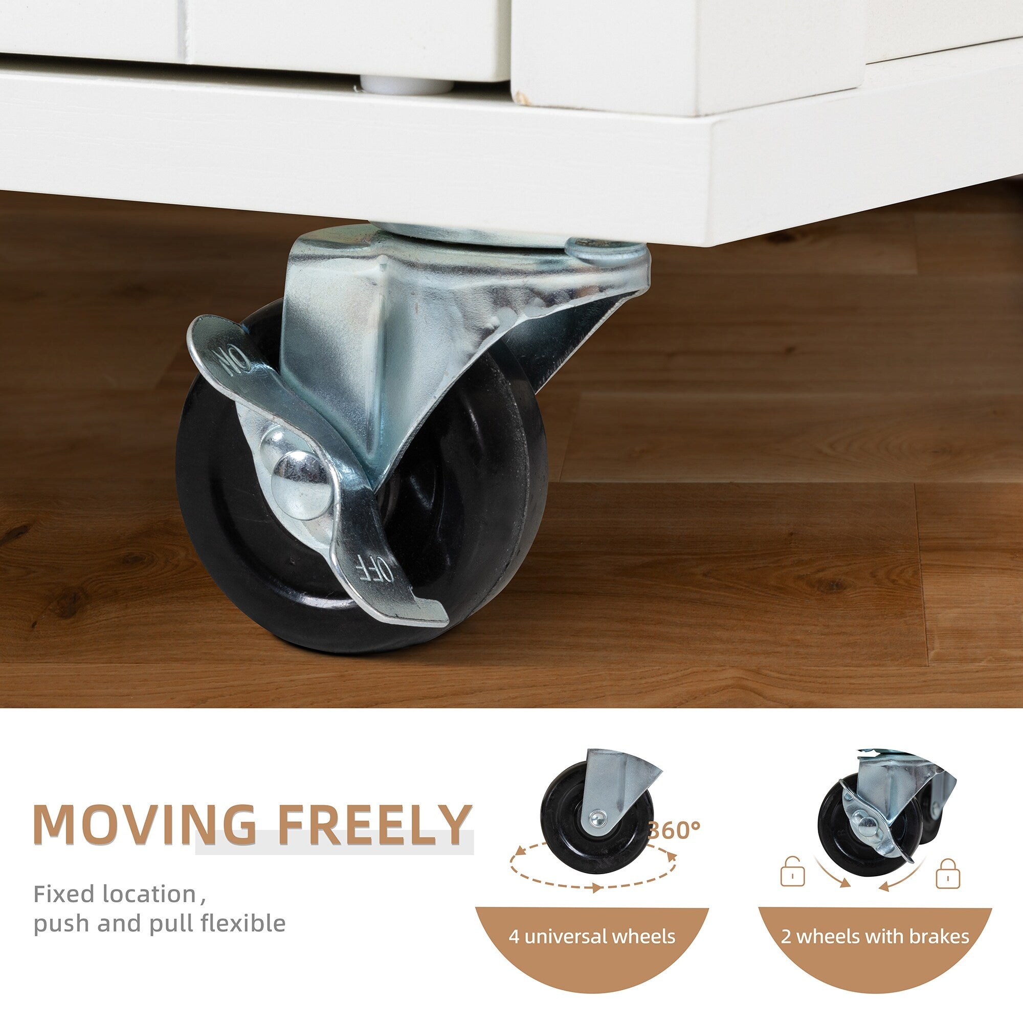 Desserte de cuisine Futzca avec rangement, table d'appoint à roulettes avec plan de travail, blanc - N/A