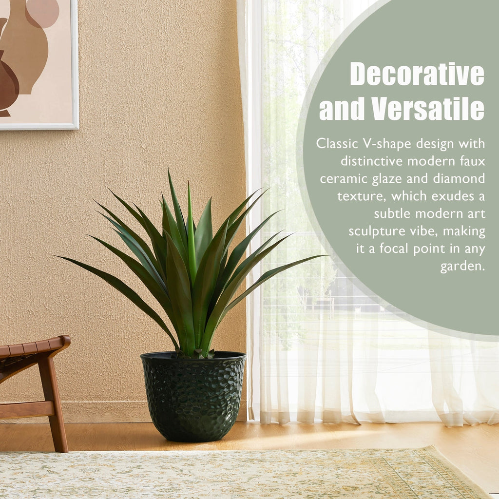 Glitzhome 19,75 H Lot de 2 pots de fleurs surdimensionnés en imitation céramique écologique texturée diamantée pour porche