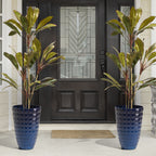 Glitzhome 19,75 H Lot de 2 pots de fleurs surdimensionnés en imitation céramique écologique texturée diamantée pour porche