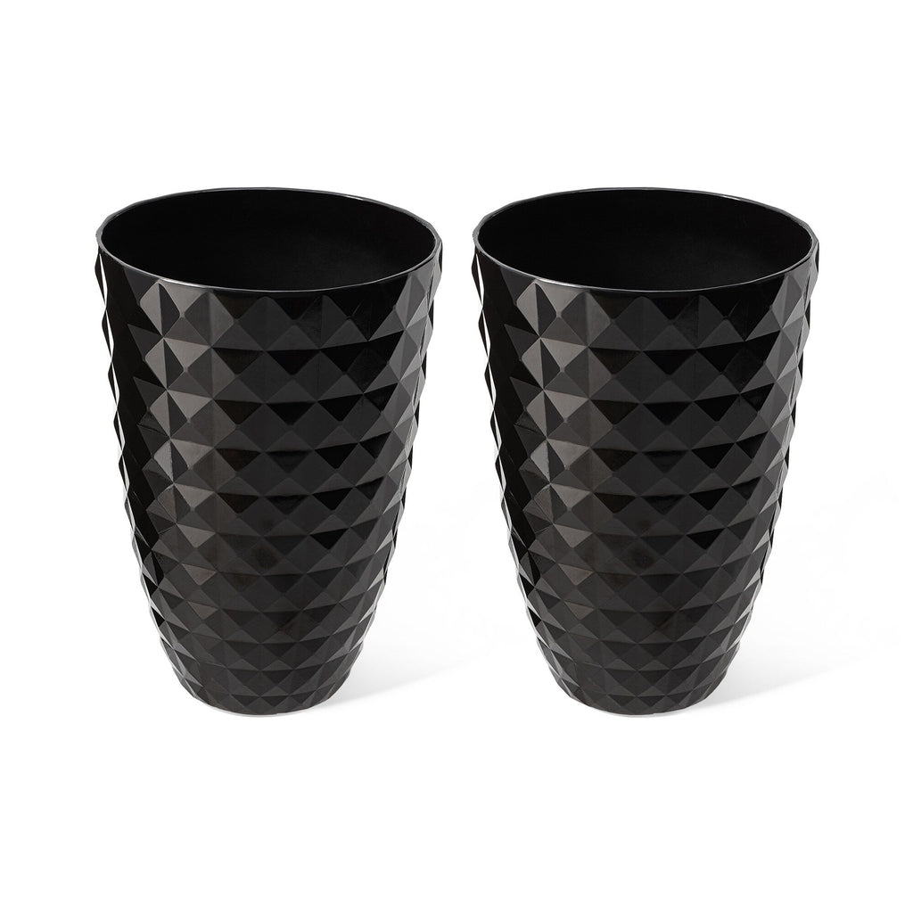 Glitzhome 19,75 H Lot de 2 pots de fleurs surdimensionnés en imitation céramique écologique texturée diamantée pour porche