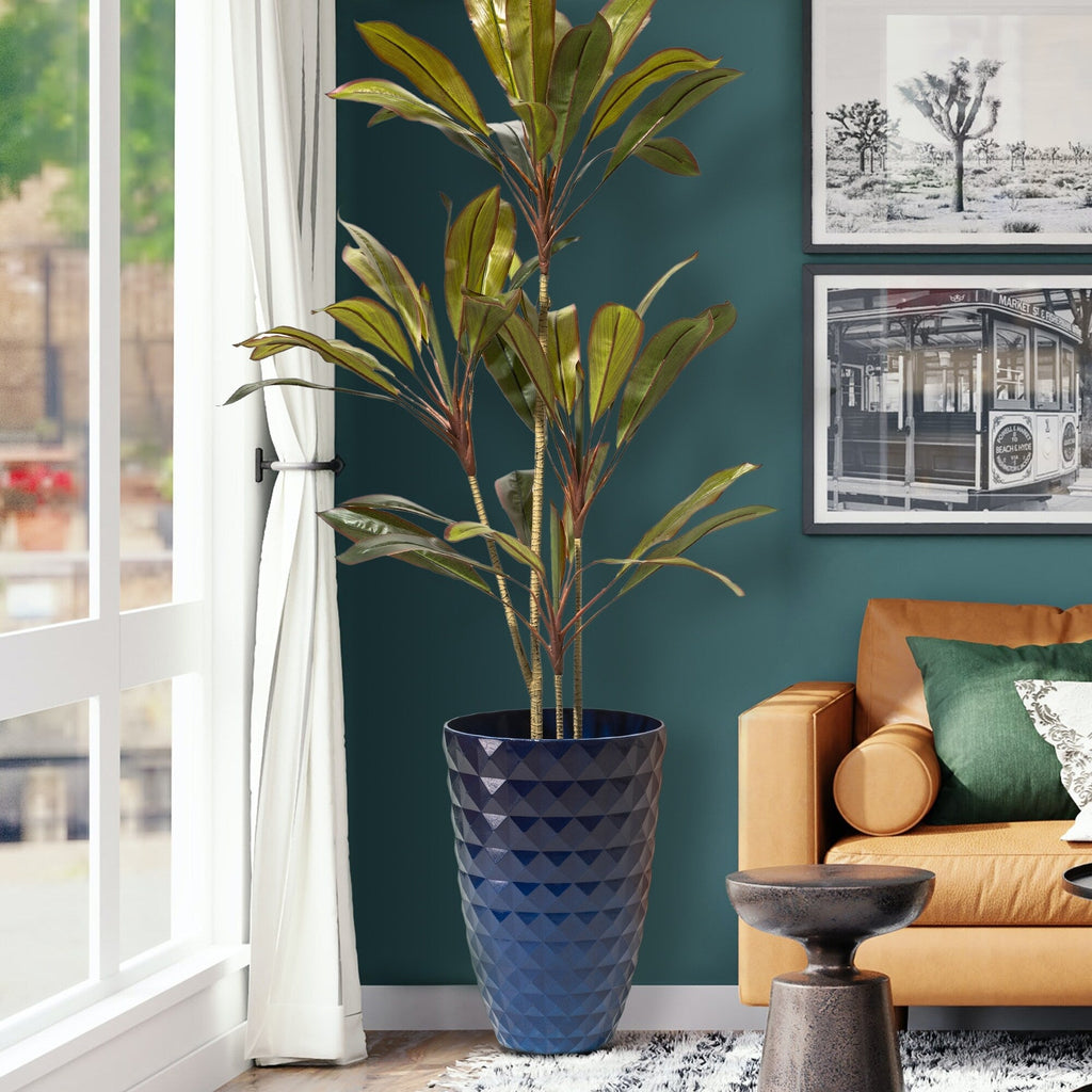 Glitzhome 19,75 H Lot de 2 pots de fleurs surdimensionnés en imitation céramique écologique texturée diamantée pour porche