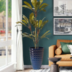 Glitzhome 19,75 H Lot de 2 pots de fleurs surdimensionnés en imitation céramique écologique texturée diamantée pour porche