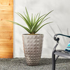 Glitzhome 19,75 H Lot de 2 pots de fleurs surdimensionnés en imitation céramique écologique texturée diamantée pour porche