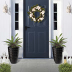 Glitzhome 19,75 H Lot de 2 pots de fleurs surdimensionnés en imitation céramique écologique texturée diamantée pour porche