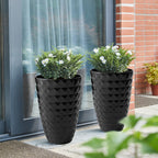 Glitzhome 19,75 H Lot de 2 pots de fleurs surdimensionnés en imitation céramique écologique texturée diamantée pour porche