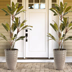 Glitzhome 19,75 H Lot de 2 pots de fleurs surdimensionnés en imitation céramique écologique texturée diamantée pour porche