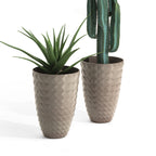 Glitzhome 19,75 H Lot de 2 pots de fleurs surdimensionnés en imitation céramique écologique texturée diamantée pour porche