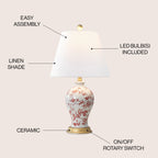 Lampe de table LED Grace 24 Floral, multicolore/laiton par JONATHAN Y