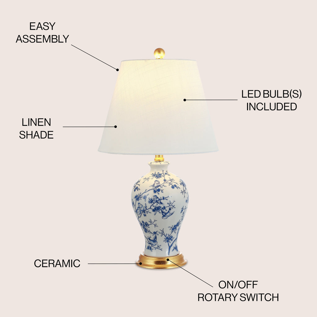 Lampe de table LED Grace 24 Floral, multicolore/laiton par JONATHAN Y