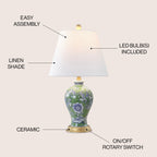 Lampe de table LED Grace 24 Floral, multicolore/laiton par JONATHAN Y