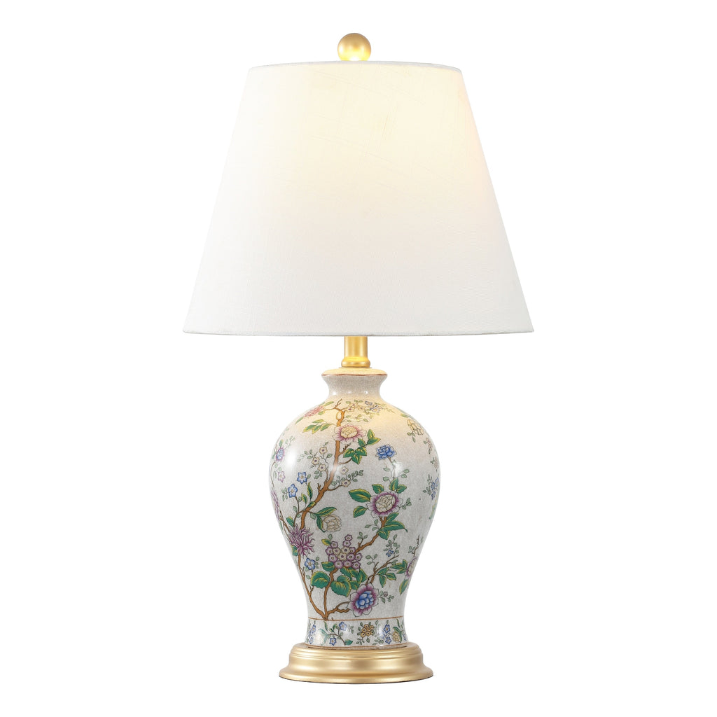 Lampe de table LED Grace 24 Floral, multicolore/laiton par JONATHAN Y