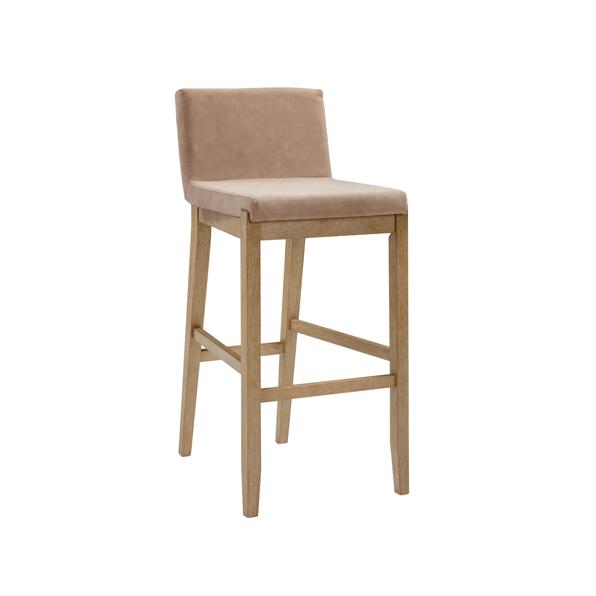 Tabouret de bar moderne Gracie, chaise rembourrée en boucle et pieds en bois brossé