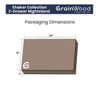 Table de chevet en bois massif à 2 tiroirs de style Shaker en bois de grain