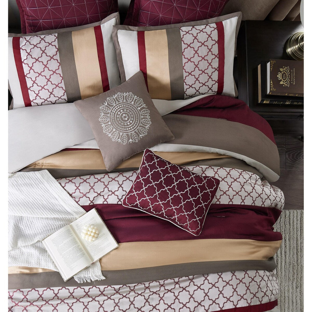 Ensemble de couette Nanshing Avalon Trellis 8 pièces à imprimé marocain