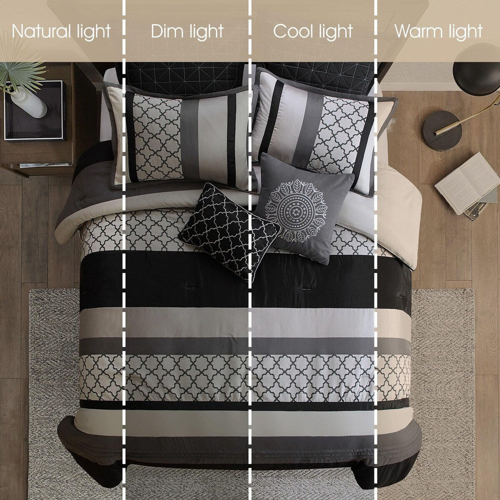 Ensemble de couette Nanshing Avalon Trellis 8 pièces à imprimé marocain