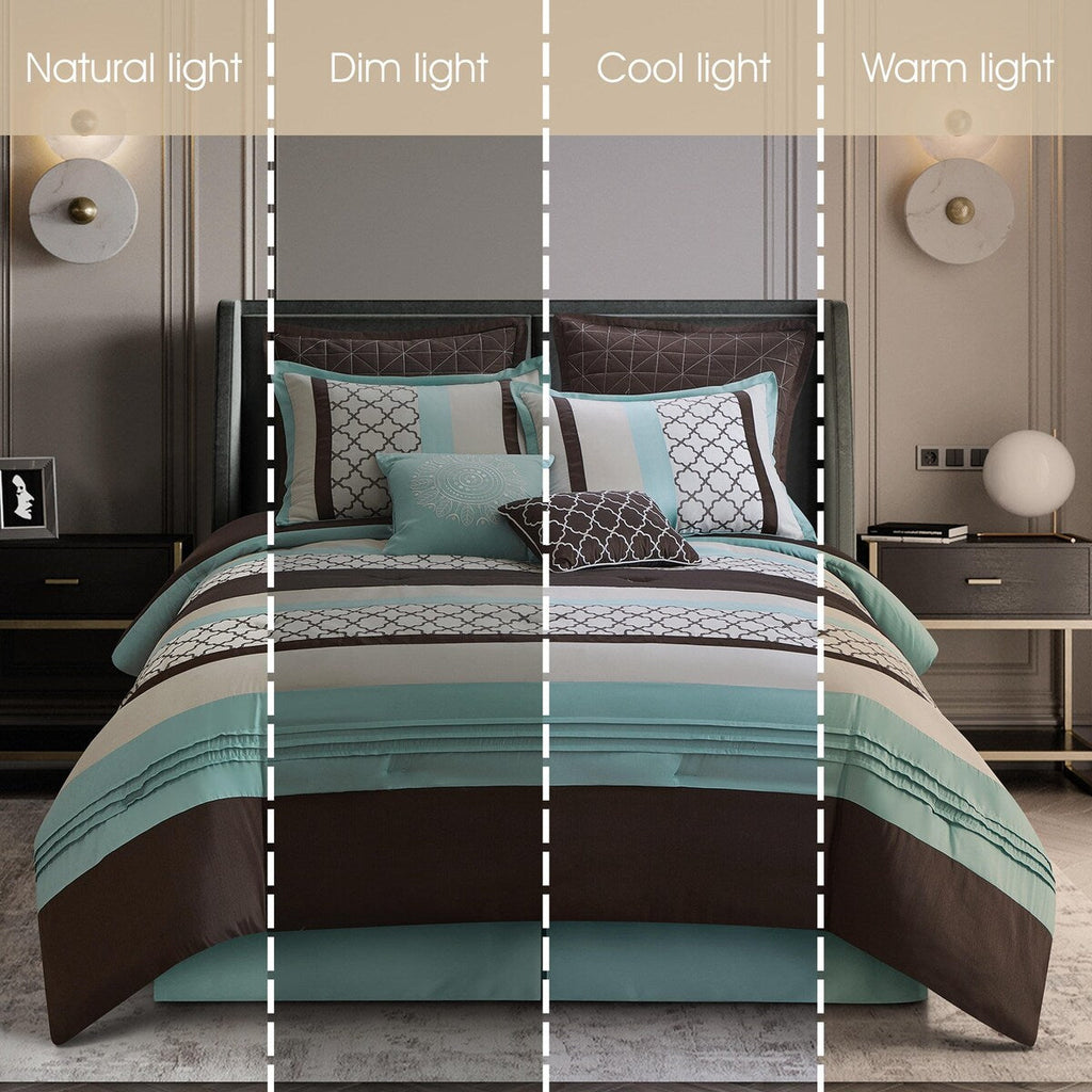 Ensemble de couette Nanshing Avalon Trellis 8 pièces à imprimé marocain