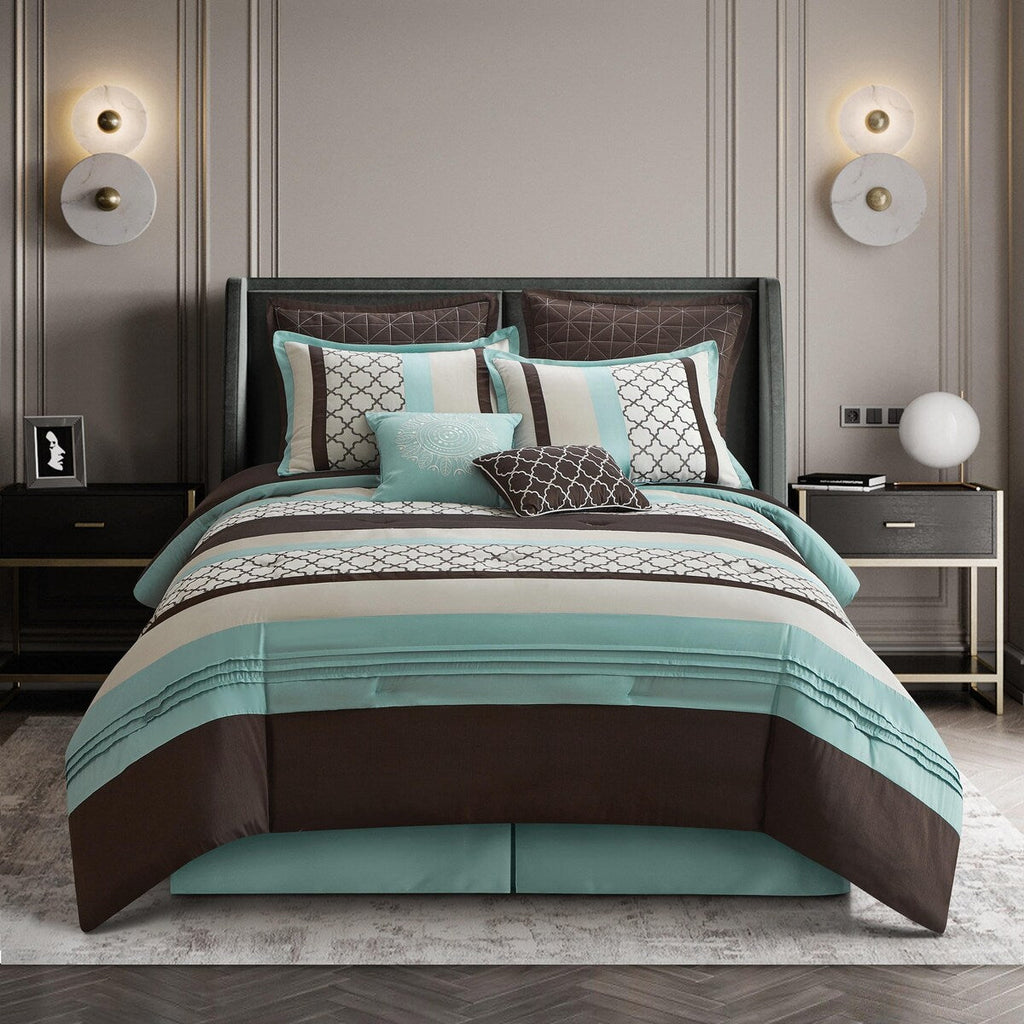 Ensemble de couette Nanshing Avalon Trellis 8 pièces à imprimé marocain