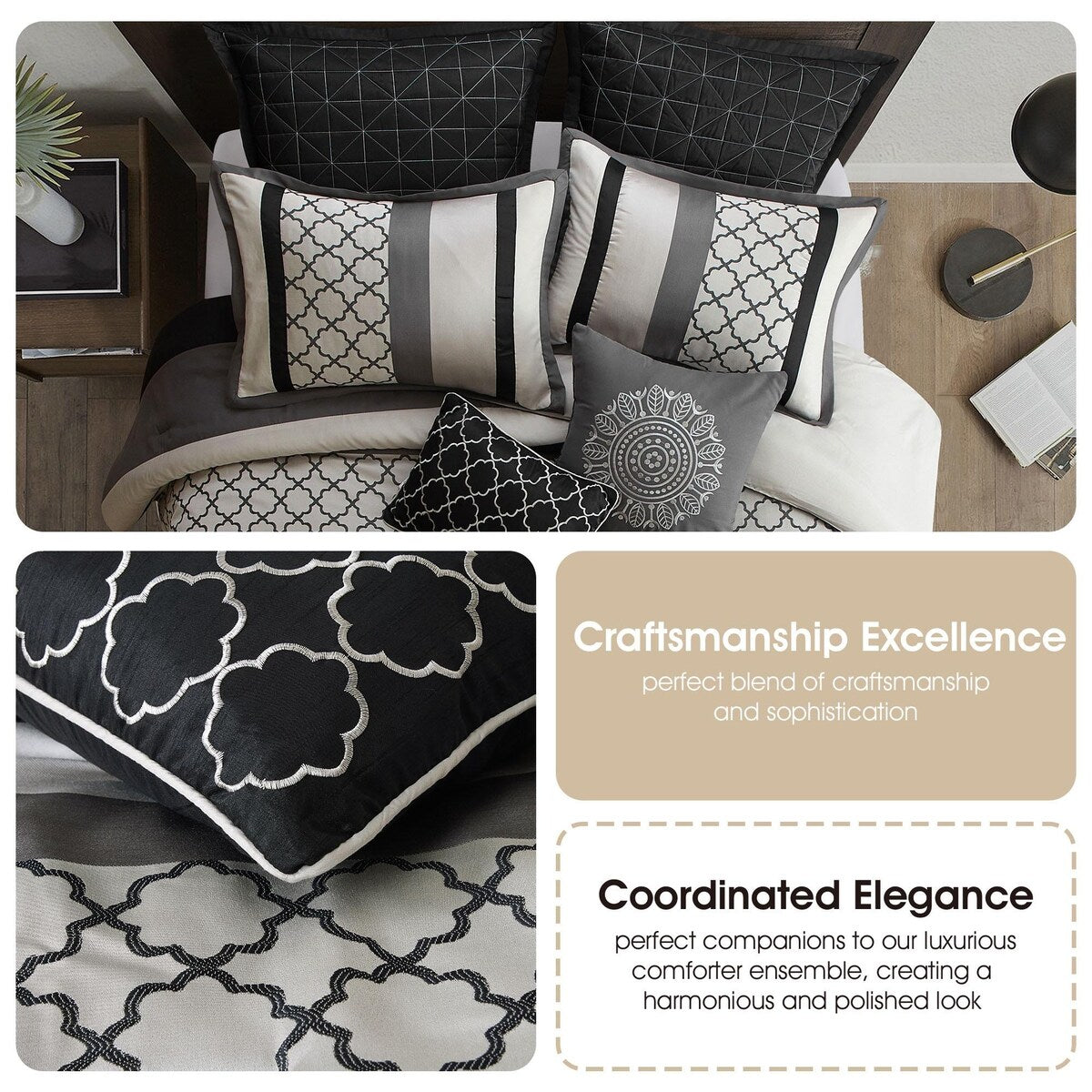 Ensemble de couette Nanshing Avalon Trellis 8 pièces à imprimé marocain