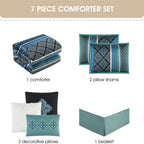 Ensemble de couette géométrique en jacquard Nanshing Jensen 7 pièces