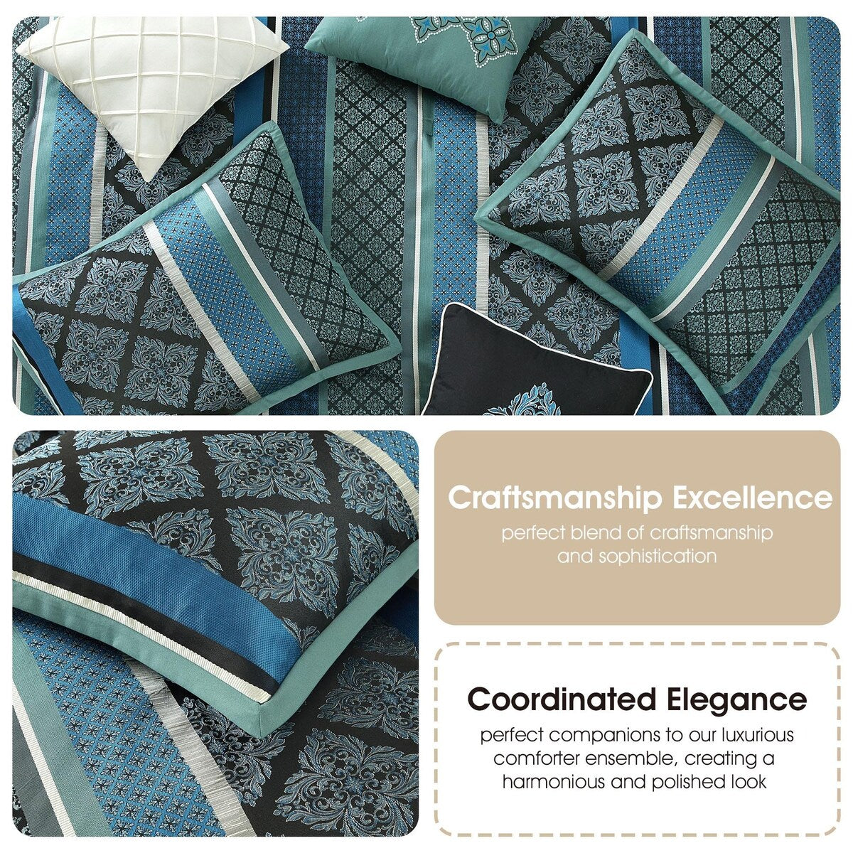 Ensemble de couette géométrique en jacquard Nanshing Jensen 7 pièces