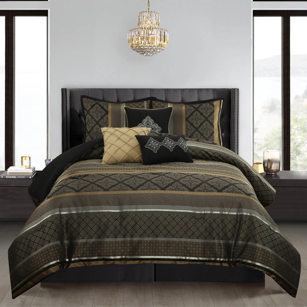 Ensemble de couette géométrique en jacquard Nanshing Jensen 7 pièces