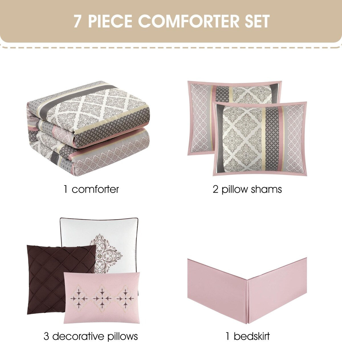 Ensemble de couette géométrique en jacquard Nanshing Jensen 7 pièces