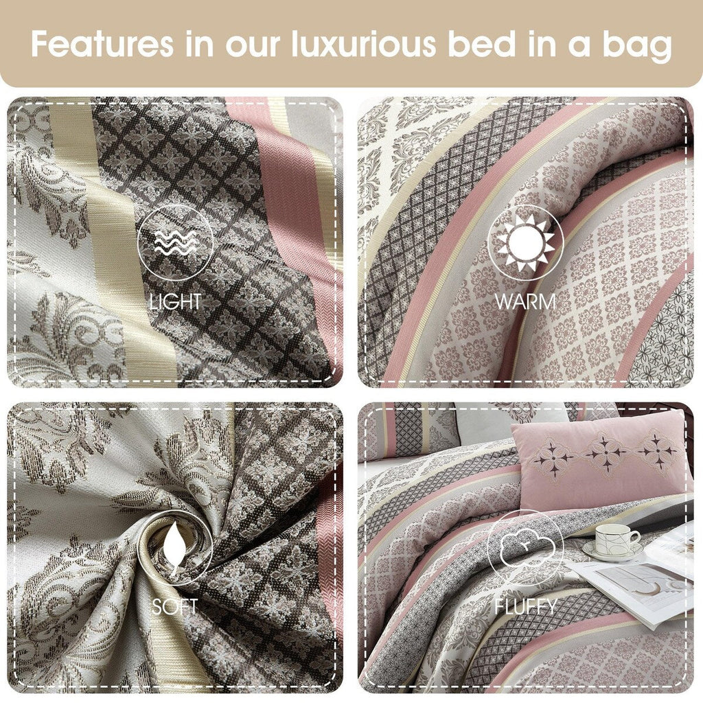 Ensemble de couette géométrique en jacquard Nanshing Jensen 7 pièces